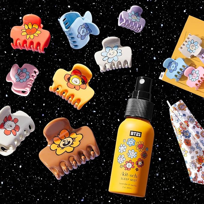 Kitsch BT21 Recycled Plastic Puffy Medium Hair Clips for Women, Medium Claw Clip for Thin & Thick Hair - TATA, 1pc