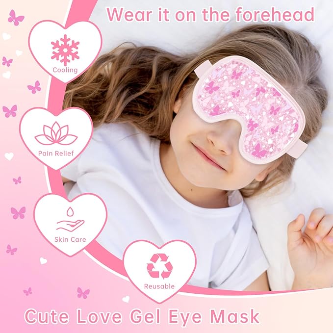 SEIWEHIDO Cooling Eye Mask Cold Eye Compress Mask for Puffy Eyes, Reusable Eye Ice Pack Gel Ice Eye Mask for Tired Eyes, Eyes Surgery, Migraines, Stress Relief, Itchy Eyes, Skin Care, Eye Spa 2PCS