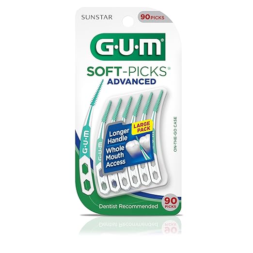 GUM Soft-Picks Advanced, Easy-to-Use Interdental Picks for Plaque Removal and Gum Health with Carry Case, 90-Count, 3-Pack