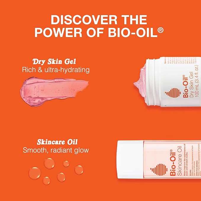 Bio-Oil Bundle, Body Oil Serum 2 Oz & Dry Skin Gel 1.7 Oz, Travel Size