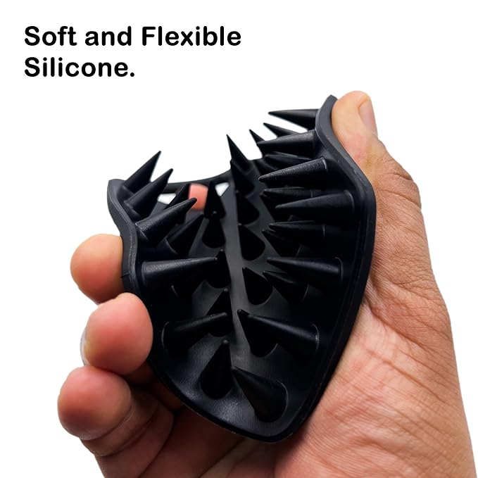 The BEARD BLACK Silicone Beard Scrubber - Deep Cleansing Beard Brush for Men - Manual Exfoliating Face Scrubber for Beardruff & Flake Removal - Soft Touch Grooming Tool for Shower & Travel