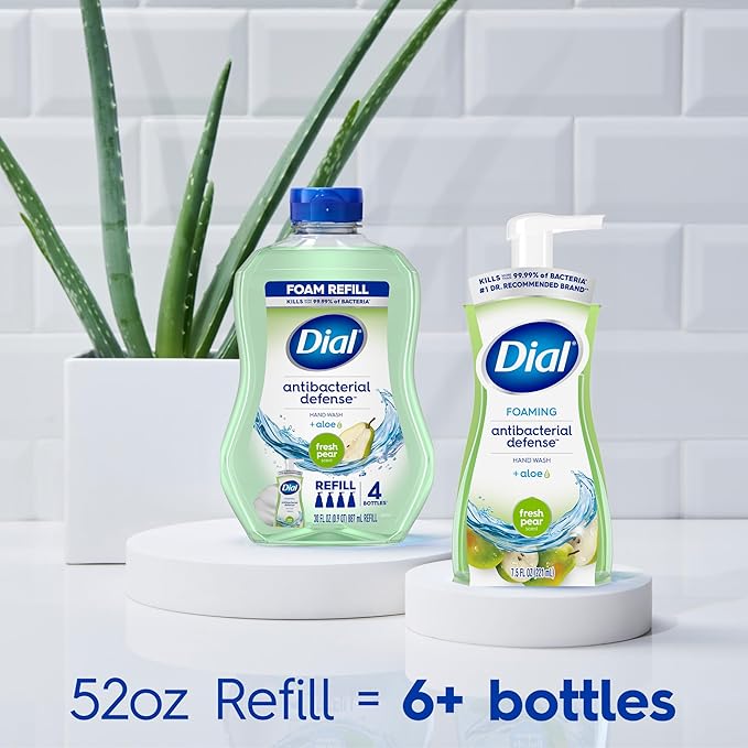 Dial Antibacterial Foaming Hand Soap Refill, Fresh Pear, 52 fl oz (Pack of 2)