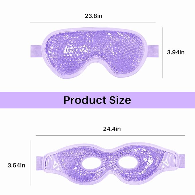 Permotary Cooling Eye Mask with Gel Bead 2 Pack Gel Eye Mask Cold Eye Mask for Relaxtion,Puffy Eyes Reusable Cold & Warm Compress for Puffiness,Dry Eyes,Headaches,Migraines,Stress Relief,Post Surgery