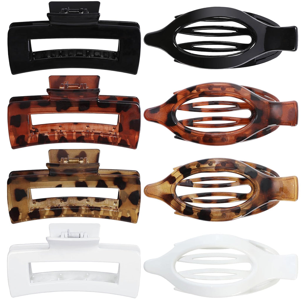 CHANDAT Hair Clips for Women, Flat Hair Clips, 8 pcs, 2style - Leopard