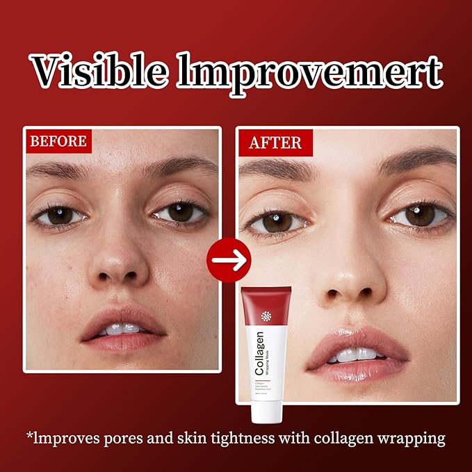 Collagen Night Wrapping Mask Hydrating Peel Off Face Mask for Women Tightening Lifting Facial Mask Skincare Anti Aging Collagen Masks for Wrinkles Fine Line Glowing 2.71oz
