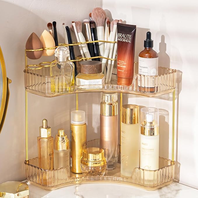 Makeup Organizer 3 Tier Bathroom Counter Organizer with Makeup Brush Holder