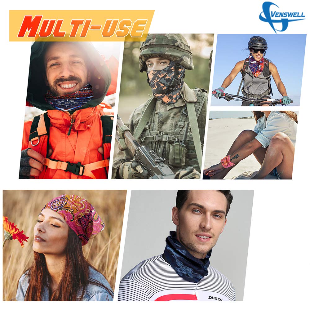 Neck Gaiter Mask, Sun Mask, Rave Bandana Face Mask, Seamless Face Scarf, Headband for Men Women (A-Bling Star)
