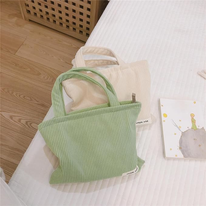 Wudygirl Makeup Bag Travel Cosmetic Bag for Women Small Makeup Pouch with Handle Zipper Cosmetic Pouch Handbag Aesthetic 8.3" x 6.7"(Light Green)