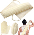 BETLYS Natural Loofah Sponge Exfoliating Body Scrubber, Loofa Back Scrubber for Shower Set for Men and Women (3 Pack), Luffa Sponge Pads & Exfoliating Glove Deep Clean & Invigorate Your Skin, Yellow