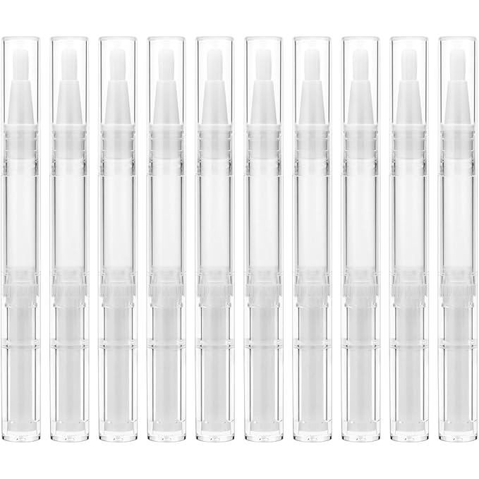 10 Pieces 3ml Transparent Twist Pens, Cuticle Oil Pen Empty Nail Oil Pen with Brush Tip Cosmetic Lip Gloss Container Applicators Eyelash Growth Liquid Tube with 1 Pack 3ml Transfer Pipettes