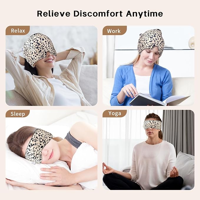 Migraine Relief Cap, Gel Cooling Relief 2 Pack Set, Hot Cold Therapy, Natural Relief Cap, Instant Headache Relief Gift for Women Men, Sinus Relief, Puffy Eyes,Tension, Stress Relief