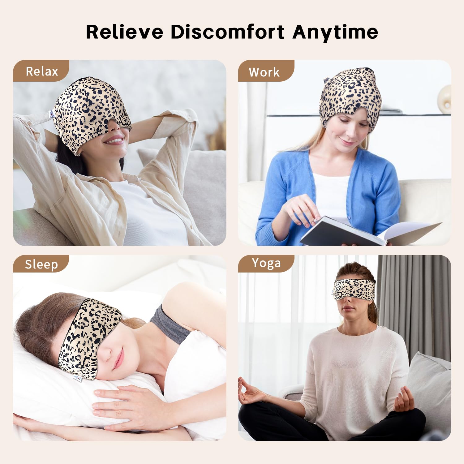my novel things Migraine Relief Cap, Gel Headache Relief Face Ice Pack 2PK