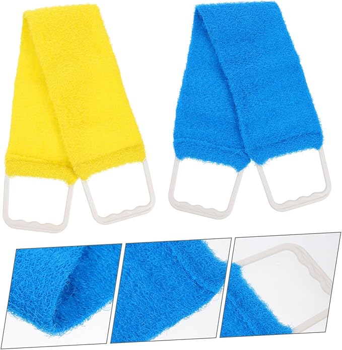HONITANO Double-Sided Back Scrubber Strap for Shower Bath Towel Natural Exfoliating Massage Belt for Men and Women 27.16In Length for Smooth Skin and Improved Circulation