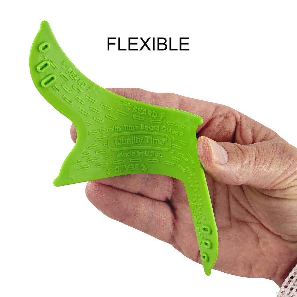 Quality Time Beard Shaping Tool Guide; Flexible Beard Guard, Do-it-Yourself, Innovative Design Template, Haircut Trimming Stencil - Beard Lineup Shaving Guide, Made in USA