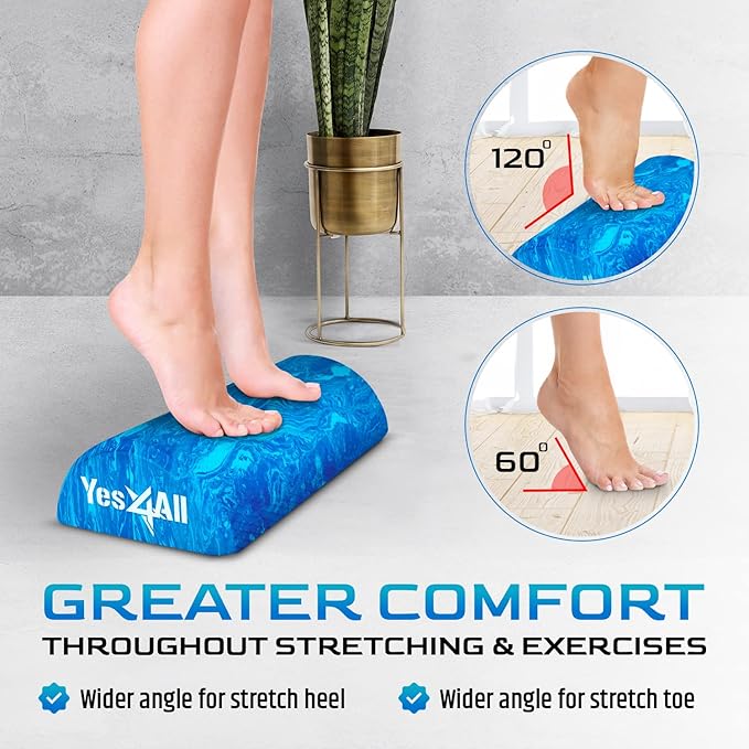 Yes4All Half Round Foam Roller, EVA Firm Half Foam Roller for Yoga, Half Yoga Back Roller for Muscle Massage for Pilates, Balance & Core Exercises - 12/36 inches - Blue, 12 inches