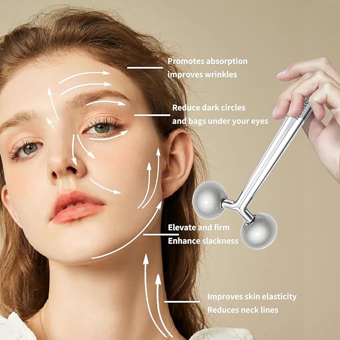 LeMeeOly 2Pcs Gua Sha Facial Tools Stainless Steel, Detailer GuaSha Set for Face and Neck, Natural Skin Care Metal Gua Sha Lymphatic Drainage Face Massage Tool, Gift for Women