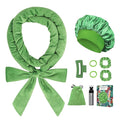 Gwabee Heatless Curls Overnight Hair Curlers to Sleep In, 9 PCS Velvet Heatless Hair Curler Overnight Curls for Women Long Medium Hair Volumes, Heatless Curling Waves Set with Sleep Bonnet - Green
