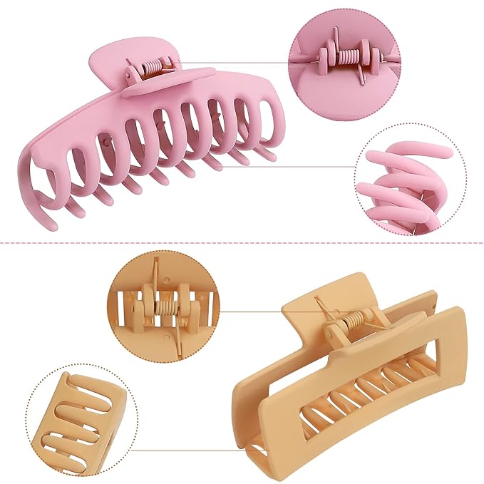 laxizar 8 Pack Claw Clips Rectangular Hair Clips for Women Girls Large Bandana Clips Strong Hold Hair Jaw Clips