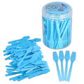 pana Brand Cosmetic Make Up Disposable Plastic 2.5Inch Spatulas Skin Care Facial Cream Mask Spatula (100 Pieces in a Container) (BLUE)