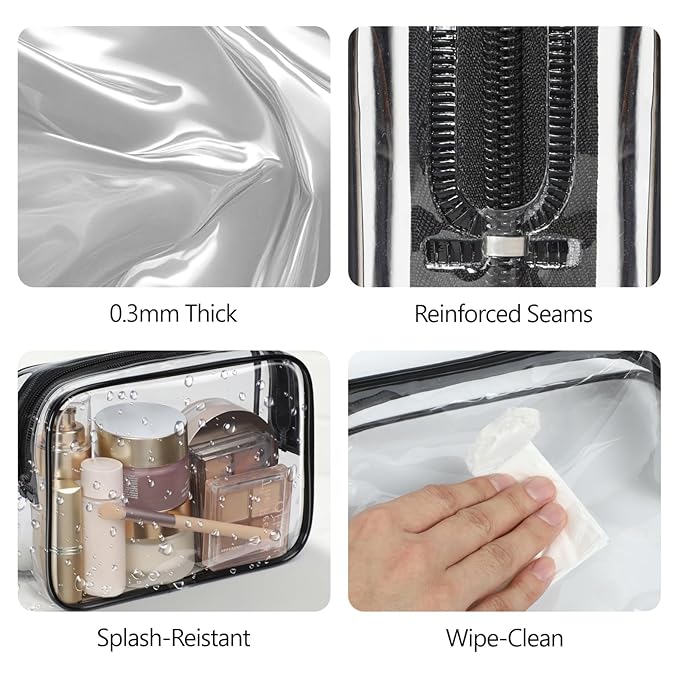 PACKISM TSA Approved Toiletry Bag - Clear Makeup Bag for Travel, Black