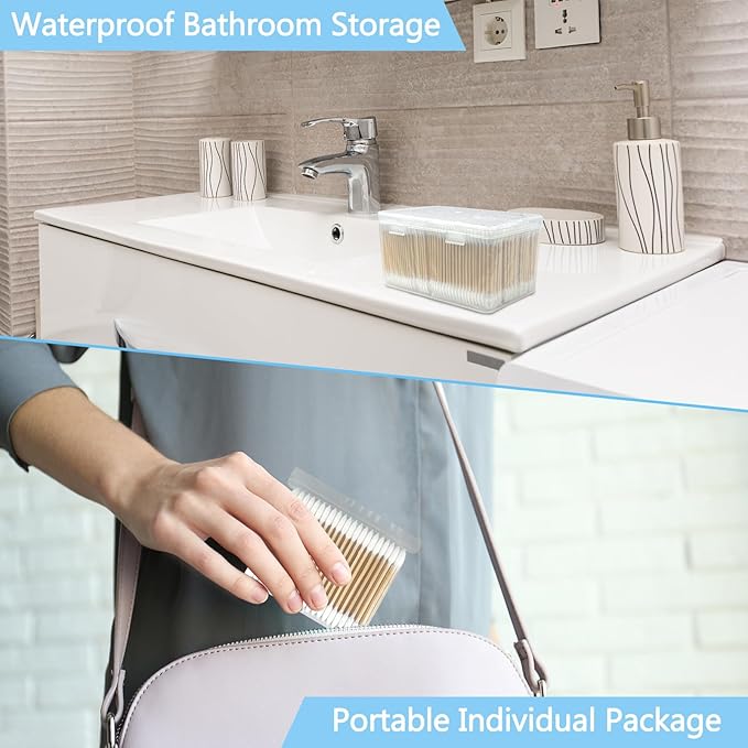 Eyxformula 800 Count Pointed Cotton Swabs - FSC Certified Double Precision Tip Cotton Swabs with Sturdy Bamboo Sticks in Case - Lint-Free Pointy Applicator for Makeup, Personal Care, Nails and Crafts
