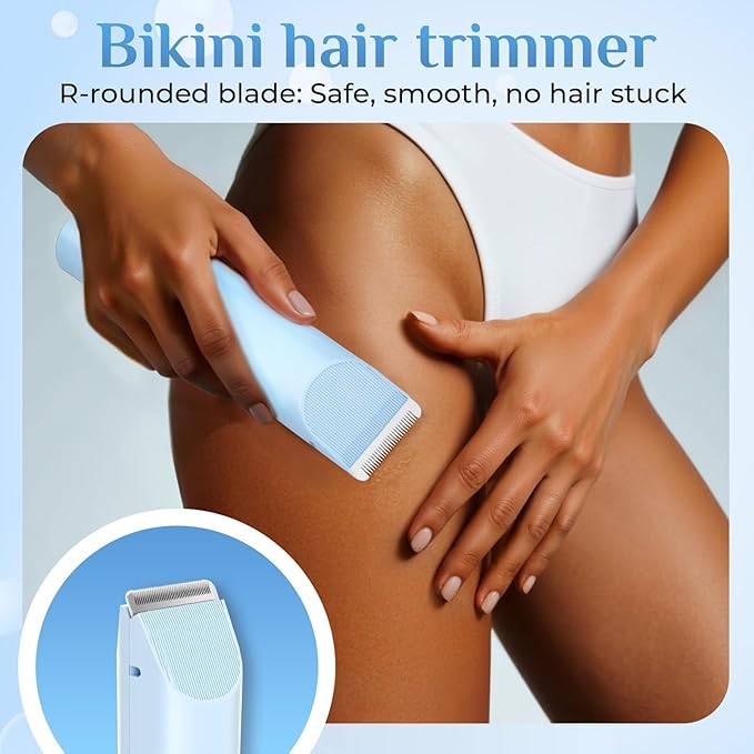 New 2-in-1 Electric Bikini Trimmer for Men - Dual Head Electric Razor,Waterproof Painless Bikini Shaver, Pubic Hair Trimmer for Private Area & Body Hair, Gifts for Men,Blue