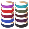 Wecoe 10 Pack Satin Headbands 1 Inch Wide Red Black Green Purple Brown Blue Headband Women Girls Non Slip Fashion Hair Bands Diy Costume Hair Accessories Women Girls Diademas Coreanas Para Mujer
