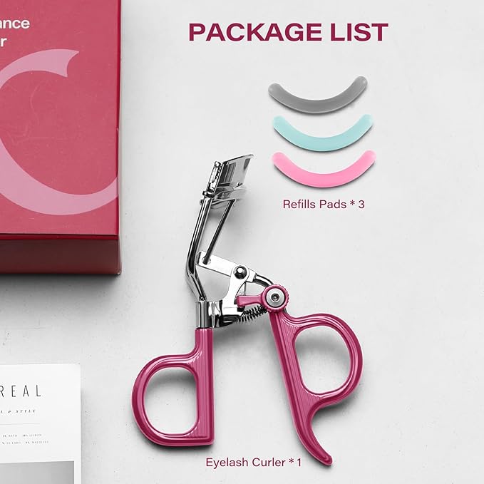 Eyelash Curler with 3 Refill Pads Soft/Medium/Firm, Fit Most Eye Shapes