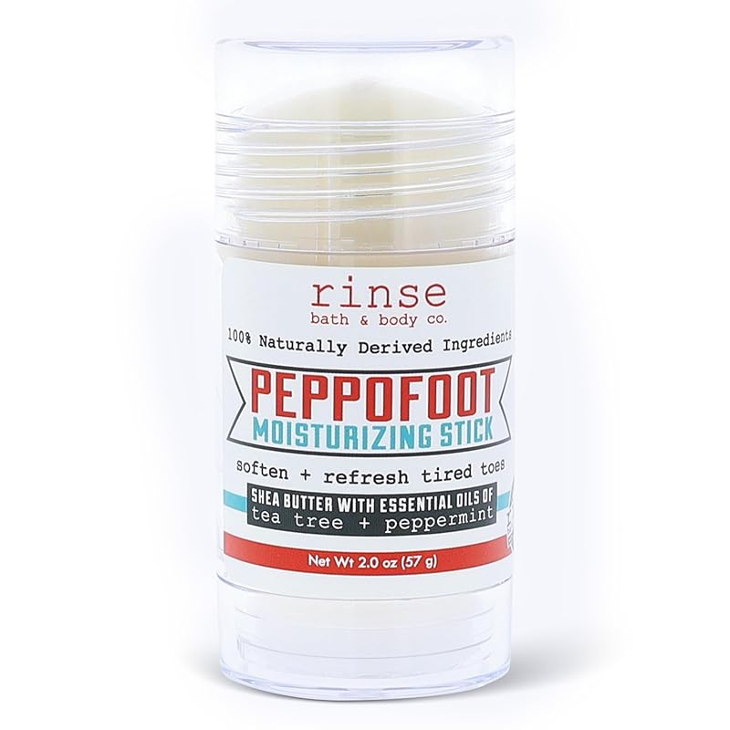 Rinse Bath & Body Peppofoot Heel Balm Stick Concentrated Cracked Heel Treatment, Shea Butter, Peppermint, Tea Tree & Menthol, 2 oz Foot Balm