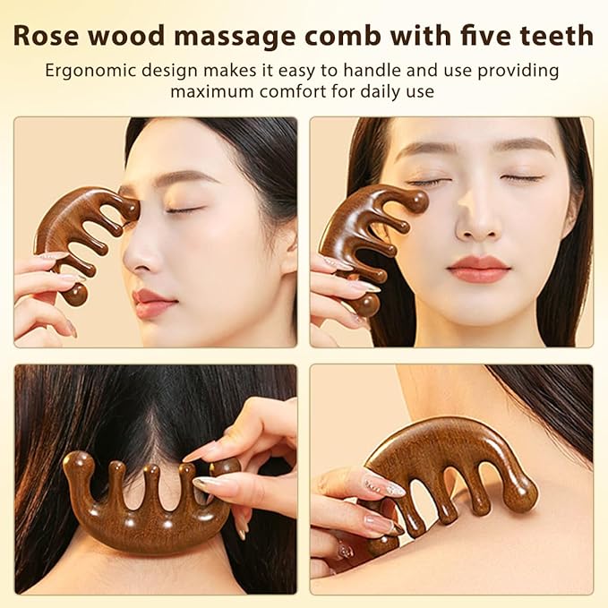 Wooden Scalp Massager, Scalp Massager Hair Growth Comb for Scalp Gua Sha (Sandalwood)