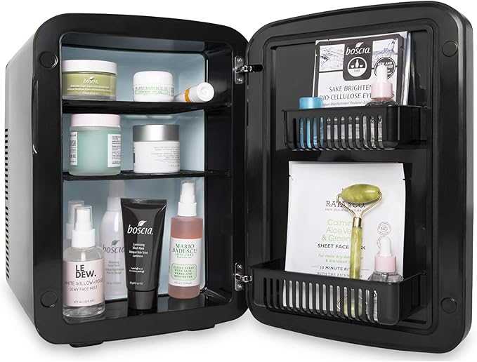 Cooluli 15L Mini Fridge with Magnetic Blackboard - Portable Small Refrigerator for Travel, Car & Office, V15LE2BK