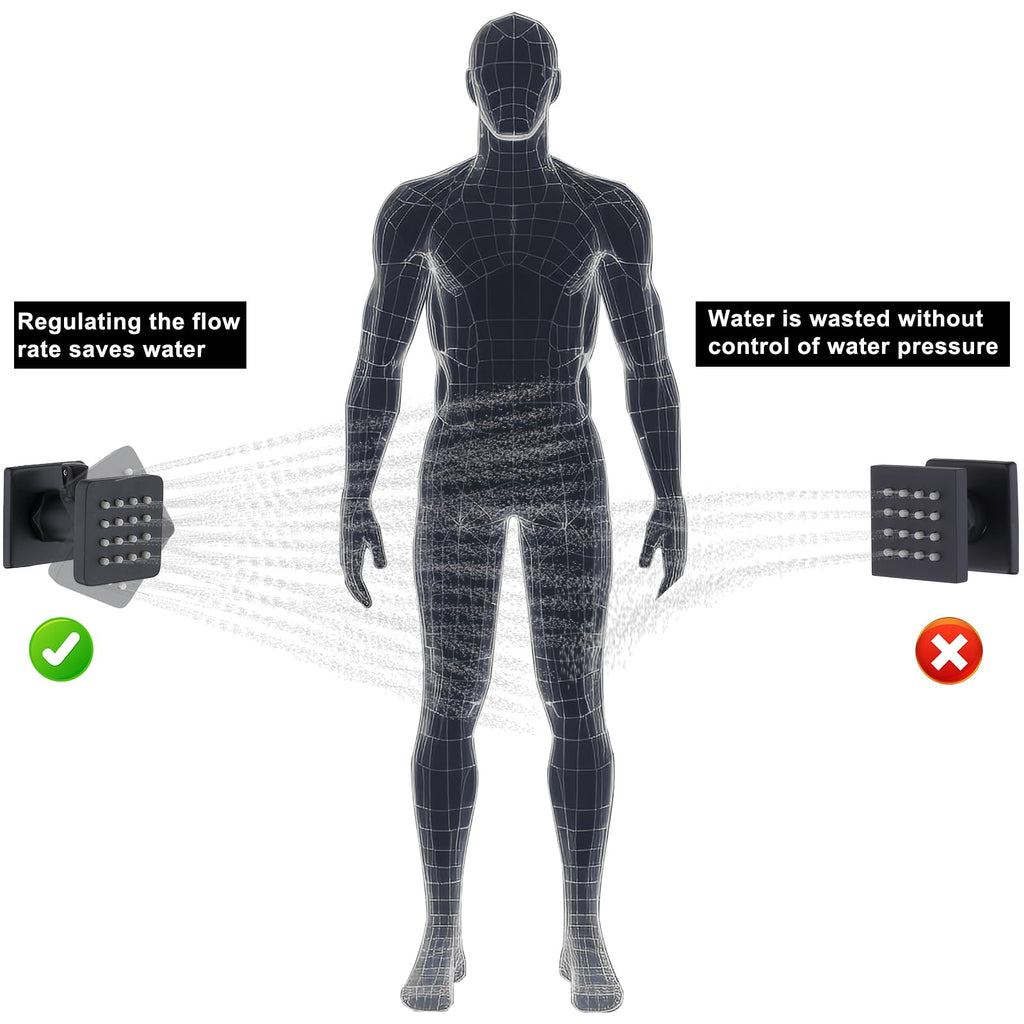 Backnets Shower Body Spray Solid Brass Massage Jets Wall Mount, Matte Black Showerhead Can Swivel, Flow Can Be Controlled (4pcs, Matte Black)