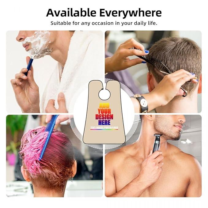 Custom Beard Apron for Men Personalized Gift with Name Image Picture Text Beard Shave Cape Customized Beard Trimming Catcher Bib for Bathroom Natural