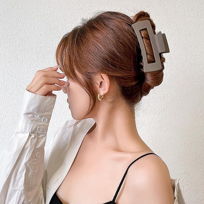 MAORULU Large Hair Claw Clips for Thick Hair, Banana Clips with Strong Hold for Women and Girls, Brown 1