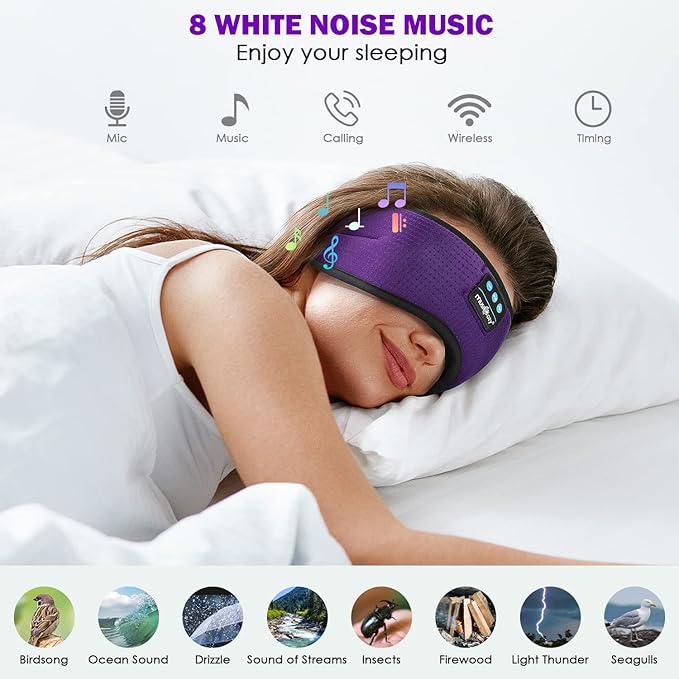 MUSICOZY Sleep Headphones, Bluetooth 5.4 Sleep Mask Headband Headphones Sleeping Eye Mask, Wireless Music Earbuds Earphones with HD Stereo Speakers for Side Sleepers, Cool Gadgets Unique Gift