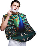 Beautiful Peacock Print Beard Bib Shaving Apron, Beard Hair Trimming Cape Gift For Dad