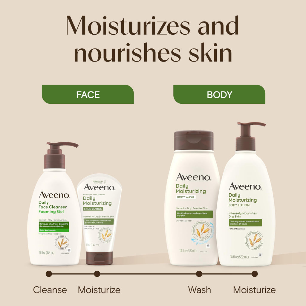 Aveeno Daily Moisturizing Face Lotion, Fragrance-Free, 5 oz