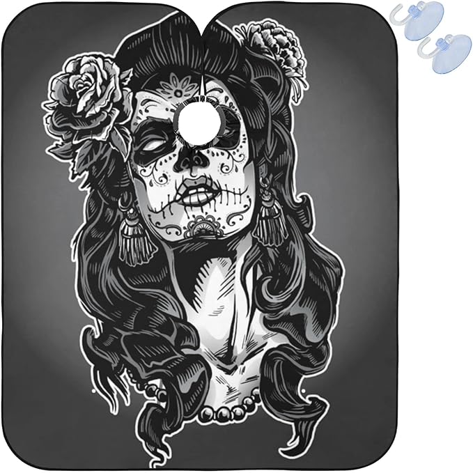 Visesunny Barber Cape - Dead Skull Woman Hair Cutting Salon Apron Anti-Static Water-Resistant Shaving Bib Hairdressing Cape