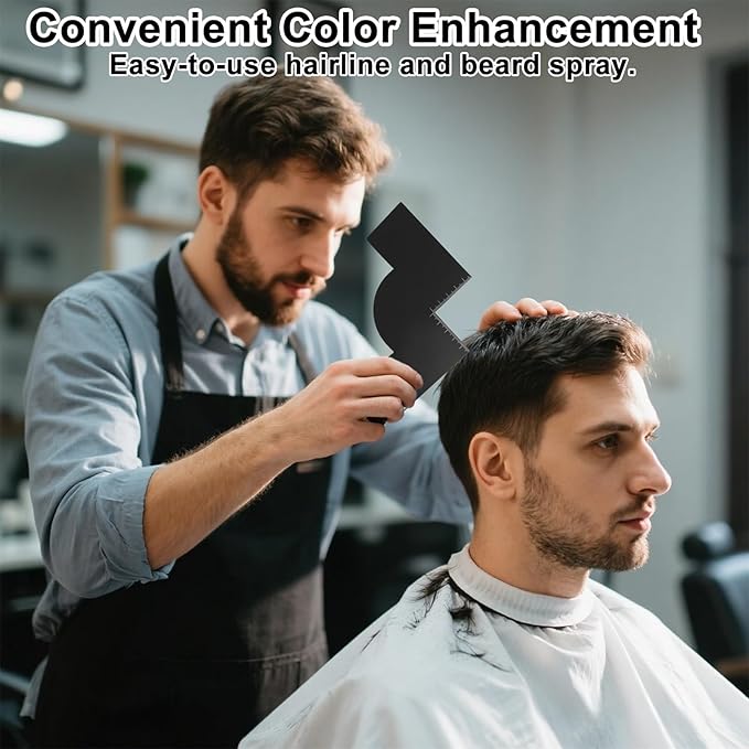 Barber Enhancement Card with Measurement Indicator, W Shape Hairline Shaping Tool Reusable Color Spray Edge Hair Liner Card Black Beard Guide Template for Men Barber Styling Accessories
