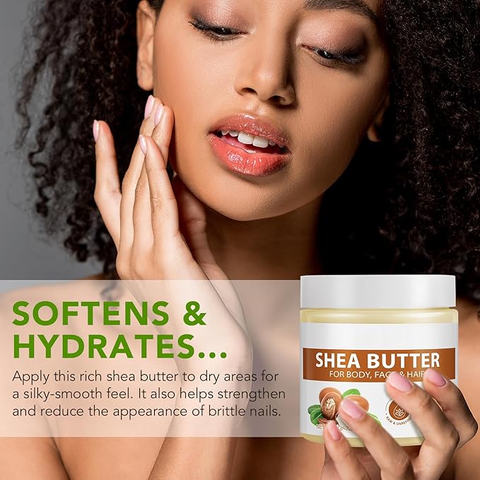 Organic Raw Shea Butter, 100% Pure & Unrefined - For Intense Moisture on Dry Skin, Hair & Lips, Natural DIY Body Butter Base, Rich in Vitamins A, E, F, 7.8 oz