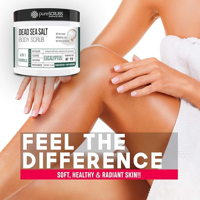 pureSCRUBS Premium Eucalyptus Body Scrub Set, Gentle Exfoliating Salt Scrub