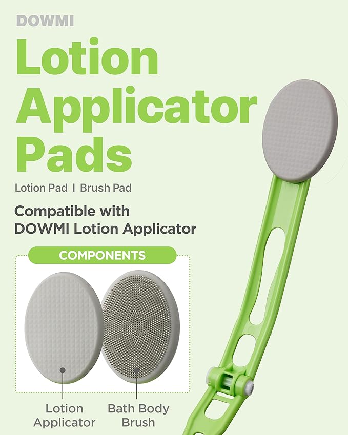 DOWMI Lotion Applicator Refill Replacement Pads - Lotion, Cream & Ointment Applicator for Hard-to-Reach Areas, Easy-to-Clean, Includes 2 Types of Pads