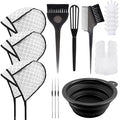 YOOVR 19PCS Hair Bleach Highlighting Kit with Hair Dye Brush and Bowl Set Color Whisk, Highlight Frosting Cap with Hook, Gloves Capes, Home Use Salon Tools for Hair Bleaching Coloring Dying (Black)