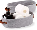 Oradrem 2 Pack Cotton Rope Small Woven Basket,Toilet Paper Basket,Room Storage Basket with Handles for Bathroom, 13"x5.9"x4" Gary