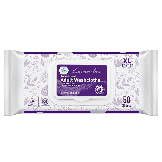 MED PRIDE Premoistened Disposable Washcloths 8x12 in,Lavender Scent,600 Ct