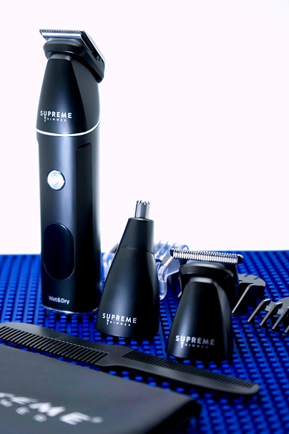 Supreme Trimmer All-in-One Waterproof Multigroomer for Men | Beard, Body, Pubic & Nose Hair Trimmer Kit | No-Nick LCD Grooming Clippers, Rechargeable Full Body Shaver | SMG3030