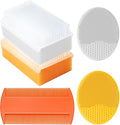 Cradle Cap Brush for Babies, Baby Bath Essentials with Silicone Scrubber Bath Sponge Dual-Sided Comb for Newborns Toddlers Boys Girls (Orange, Set of 5)