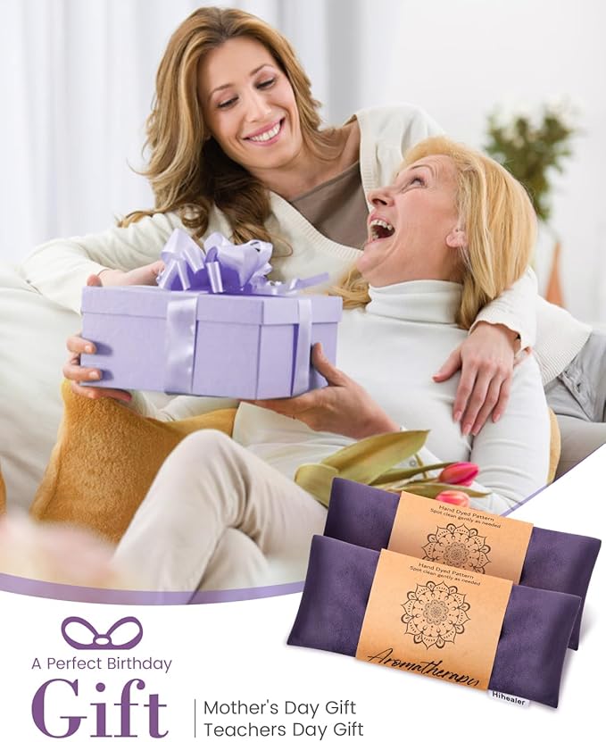 Relaxation Gifts for Women, Weighted Eye Mask for Sleeping, Yoga, Spa, Meditation, Lavender Eye Pillow Heated for Headache, Sinus & Dry Eyes Relief, Moist Heat Mask, Birthday Gifts for Mom (Purple)