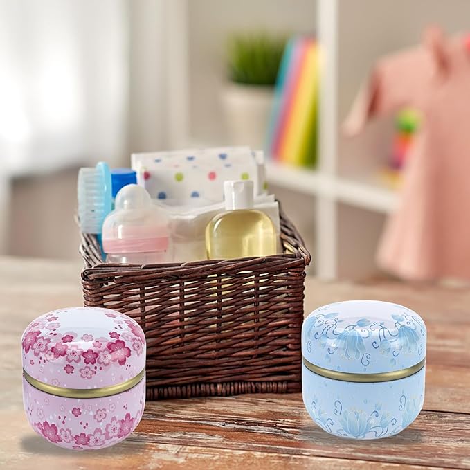 ASUNFO 2 Pcs Powder Puff for Body Powder with Case for Women Pink & Blue