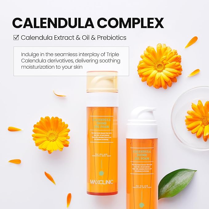 [K-Beauty] Calendula Biome Oil to Foam - All-in-One Korean Face Wash Oil-Based Foaming Facial Cleanser - Soothing & Moisturizing Care - Gentle Makeup Deep Cleansing Oil for Dry Skin Types 3.88 fl oz